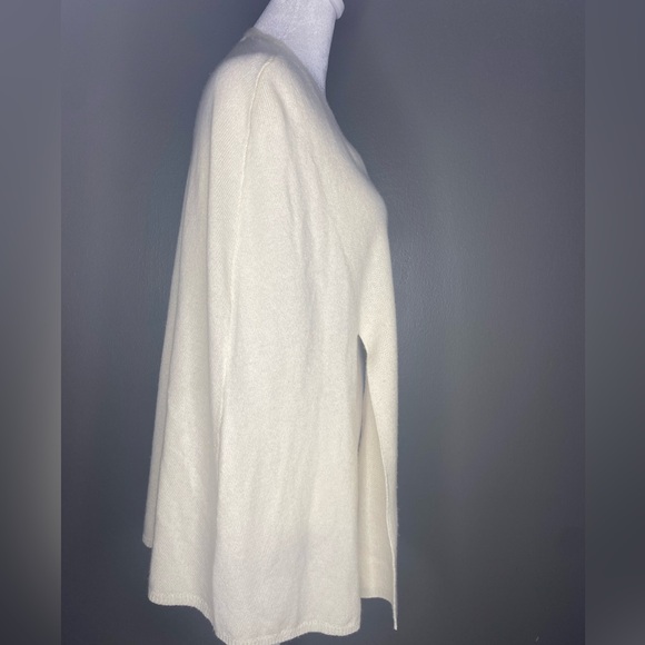 HALSTON HERITAGE WOOL CASHMERE BLEND TIE PONCHO WRAP CAPE CREAM CARDIGAN Size XS - Picture 7 of 10